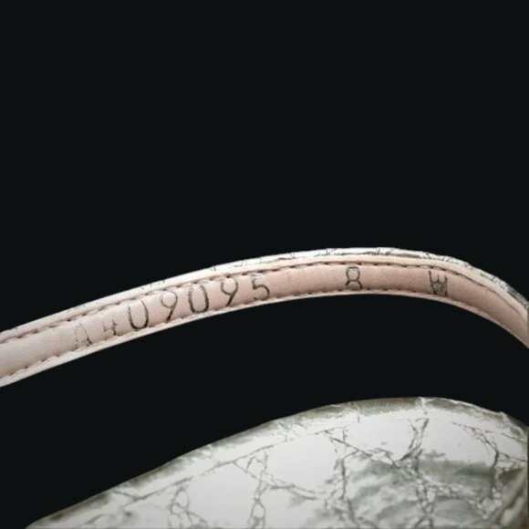 Stuart Weitzman Gold Snake Skin Sling Back Wedge Sandals Leather Wide - Picture 9 of 10